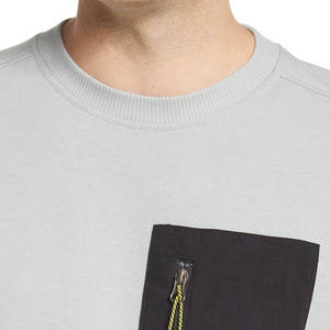 Sudadera de Cuello Redondo Gris Claro para Hombre con Bolsillo con Cremallera Negro, Corte Regular, Informal, de Punto, de Algodón, para Otoño - Product Image 5