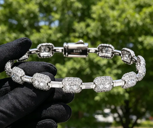 Bracelet à maillons en argent sterling 925 avec moissanite, 7 mm, maillons cubiques effet glacé, bijoux pour homme et femme, cadeau - Product Image 5