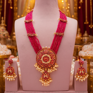 Ensemble de bijoux de mariée en or plaqué fin avec pierres CZ et perles - Product Image 3