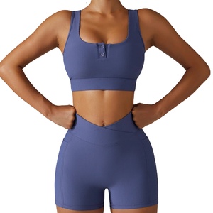Wholesale Yoga Set Women Gym Sports Crop Top <b>Bra</b> Leggings High Waist - Product Image 2