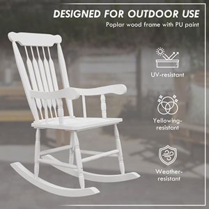 Set di 2 Sedie a Dondolo da Giardino in Legno Bianco con Schienale Alto, Comode e Resistenti fino a 160 kg - Product Image 6