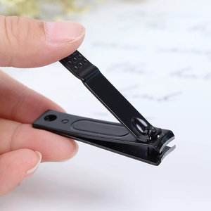 Coupe-ongles professionnel 1 pièce en acier inoxydable noir, coupe-ongles d'orteils, outil de coupe portable de forme plate pour doigts - Product Image 3