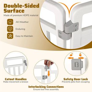 Recinto/Box per Cani Convertibile a 6 Pannelli in HDPE con Porta Bloccabile, Ventose e Picchetti di Fissaggio a Terra - Design Gabbia in Plastica per Animali Domestici - Product Image 4