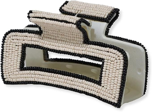 Barrettes à perles faites à la main de 3 pouces, design brodé de perles, pince à cheveux et pince griffe pour femmes - Product Image 2