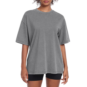T-shirts surdimensionnés pour femmes avec logo personnalisé, respirants, coupe ample, pour l'entraînement, la gym, le sport, à épaules tombantes - Product Image 3