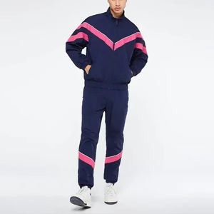 Ensemble de survêtement pour homme Nikke bleu marine, veste coupe-vent rayée rose, pantalon de jogging, ensemble de vêtements de sport 2 pièces, tenue de jogging décontractée Nikke - Product Image 3