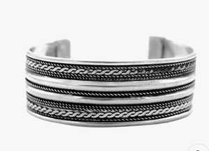 Floral Embosed Silver Oxidized Cuff <b>Bracelet</b> With Flower Pattern Antique Silver Plated Unisex Jewelry floral Silver <b>Bracelet</b> - Product Image 5