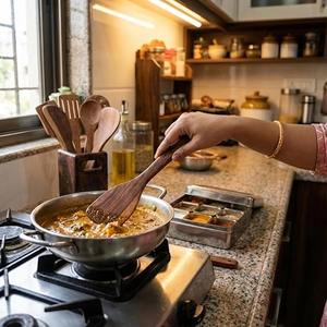 Portacucharas de Madera con Estampado Floral de Tres Niveles, Clásico, de Alta Calidad, con Base Antideslizante para un Uso Seguro en la Cocina a Precio Económico en India - Product Image 6