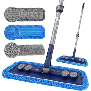 Mop in Microfibra con Manico Regolabile 55°, per Pulizia a Secco/Umido, per Pavimenti in Legno, 3 Panni Lavabili Rinforzati per una Pulizia Efficiente - Product Image 1