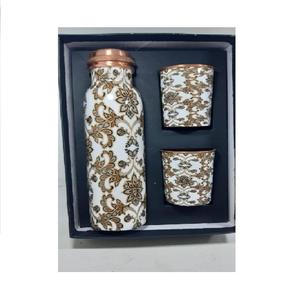 Ensemble de thermos en cuivre bleu et blanc avec motif d'oiseaux orientaux, vaisselle de voyage portable avec couvercles - Product Image 2