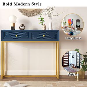 Consolle dal Design Moderno ed Elegante con Motivo a Righe e Due Cassetti per Soggiorno e Ingresso - Product Image 5