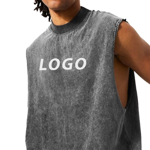 High Quality Casual Plain Knitted Plus Size Tank Top 100% Cotton Breathable <b>Men's</b> Quick-Dry Premium Summer Gym <b>Singlets</b> - Product Image 6