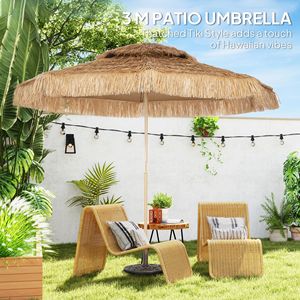 Ombrellone da Esterno Hula Thatched Tiki da 3 Metri con 8 Stecche, Protezione UPF30+, per Giardino, Cortile, Terrazza, Piscina, Aspetto Naturale - Product Image 4