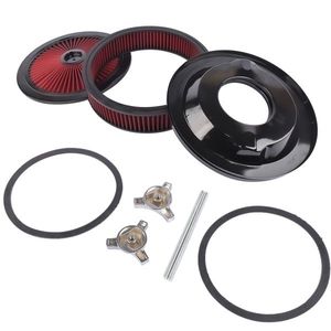 Kit Filtro Aria in Alluminio Rosso 14'' X 3'' con Bordo Nero Incassato e Collo da 5 1/8'' per Carburatore Chevrolet, Compatibile con Filtri Aria OEM - Product Image 4