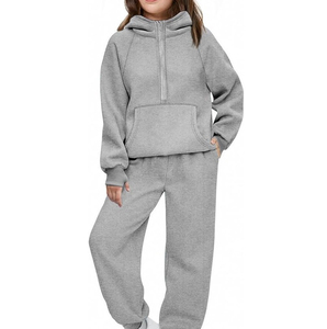 Ensemble sweat-shirt à capuche et pantalon pour femme, manches longues, coupe ample, décontracté, hiver, couleur unie, tenue 2 pièces, matière polaire, écologique - Product Image 4