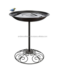 Bain d'oiseaux en métal de style vintage pour pelouse, jardin, balcon, support robuste, finition résistante à la rouille, bassin d'eau adapté aux oiseaux - Product Image 4