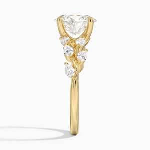 แหวนหมั้นเพชรโมอิสซาไนต์ทรงรีหรูหรา ประดับด้วยทองคำ 14K ลายใบไม้ สำหรับงานแต่งงานและโอกาสพิเศษสำหรับทุกเพศ - Product Image 3