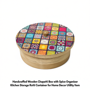Caja de Madera Artesanal para Chapati con Organizador de Especias, Contenedor de Almacenamiento de Roti para Decoración del Hogar, Artículo Utilitario - Product Image 2