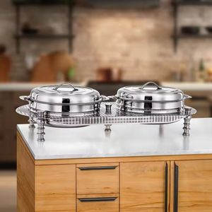 Ornate Gold Chafing Dish Stainless Steel <b>Buffet</b> <b>Warmer</b> Figurine Lid Professional Catering Server Luxury Wedding <b>Buffet</b> Hot PoT - Product Image 6