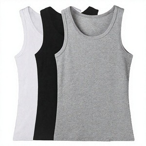 เสื้อกล้ามถักสีทึบสำหรับผู้หญิง คอกลม สไตล์ลำลอง สีเทา สีดำ สีขาว - Product Image 4