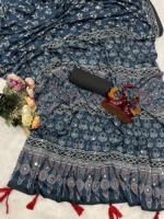 Sari en crêpe de soie au design exclusif avec chemisier élégant – Nouvelle collection chic et tendance pour femme, idéal pour les fêtes et tenues décontractées