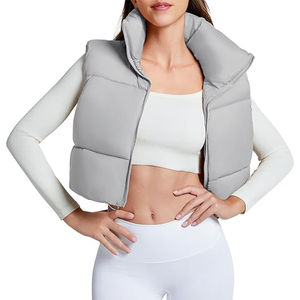 Gilet matelassé court pour homme Hiver 2026, léger, zippé, col roulé, respirant, imperméable, coupe-vent, uni, rembourré en coton - Product Image 1