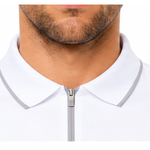Camiseta de equitación para hombre, color blanco, duradera, ligera, de manga larga, con cierre tipo polo, tela elástica. - Product Image 6