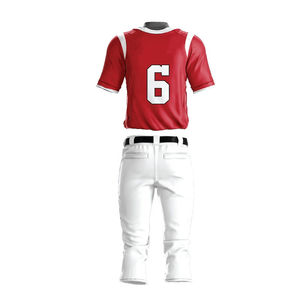 Custom Men's Baseball Uniform <b>Red</b> White Polyester Short Sleeve Button Front Moisture Wicking Team Apparel All Seasons - Product Image 3
