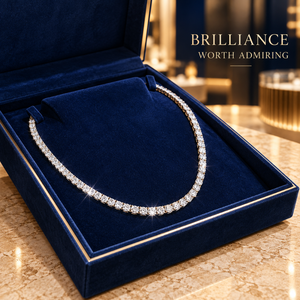 Elegante Collar de Tenis con Diamantes Cultivados en Laboratorio de 18K, 18 Pulgadas, 0.20 CT, 3.8 MM, EF VS FG VS |   Collar de oro de lujo para mujer, boda, novia - Product Image 3