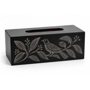 Boîte à mouchoirs en bois de Linaloe laqué noir, fabriquée à la main, vente en gros en Inde - Product Image 1