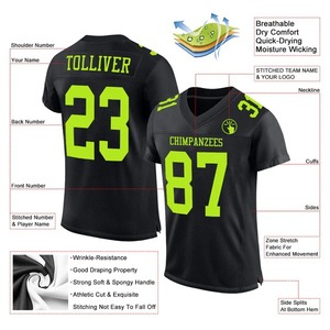 Conjunto de Camiseta de Fútbol Personalizada Negra con Verde Neón, Transpirable, Elástica en Cuatro Direcciones, Sublimada, y Pantalones Cortos de Entrenamiento para Equipo - Product Image 2