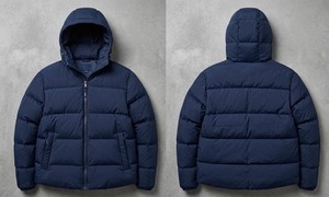 Veste matelassée à capuche bleu marine HAMILO SPORTS, unisexe, pour adulte, manteau d'hiver, design matelassé, vue avant et arrière - Product Image 1