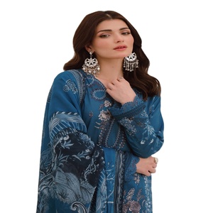 Liquidación: Vestido de Fiesta Pakistaní, Conjunto Original de Kurta India para Mujer, Salwar Kameez sin Coser, Algodón Puro, Bordado Intenso, Étnico - Product Image 1