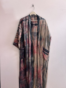 Kimono largo de seda crepé reciclada surtida para mujer, estilo vintage, tipo sari - Product Image 4