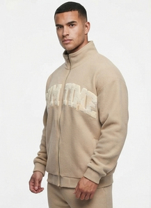 Veste polaire pour homme, col montant, fermeture éclair sur le devant, broderie chenille, vêtements de sport, veste d'entraînement, vêtements décontractés d'hiver, vestes polaires - Product Image 3