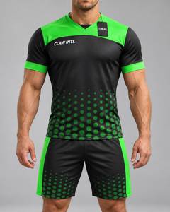 CLAW INTL Conjunto de Camiseta de Fútbol para Hombre, Diseño de Puntos Negros y Verdes, Sublimada, Poliéster que Absorbe la Humedad, Manga Corta, Corte Atlético - Product Image 1