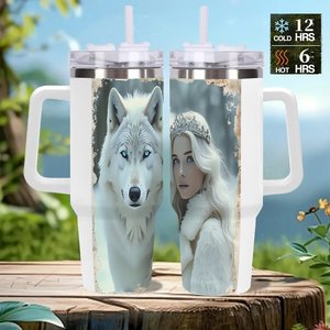 Stainless Steel Tumbler 40oz Insulated Travel Mug With Handle For Cold <b>Hot</b> Drinks - Product Image 2