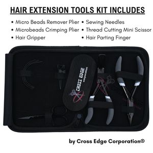 Kit de pinces professionnelles noires pour extensions capillaires Microlink, 5 pinces de serrage et de retrait de micro-perles, en acier inoxydable de qualité chirurgicale, pour salon - Product Image 2