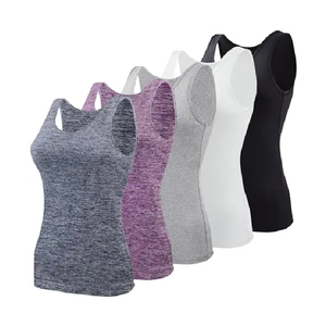 Débardeur noir sans manches pour femme, couleur unie, col rond, minimaliste, tricoté en coton biologique, séchage rapide, logo sur le devant, vêtement décontracté - Product Image 2