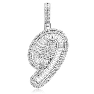 Pendentif en argent sterling 925 de haute qualité, design personnalisé, bijoux fins, diamant, numéro, pendentif hip-hop, collier - Product Image 2