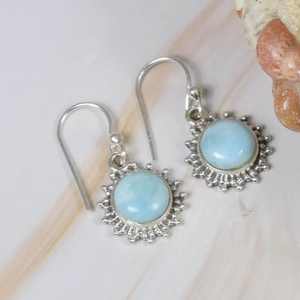 Pendientes de Plata de Ley 925 con Larimar, Joyería de Plata 925 con Cristales Azules y Diamantes de Imitación para Mujeres y Niñas - Product Image 3