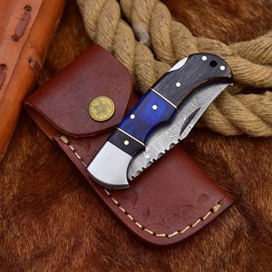 Couteau de poche multifonctionnel à lame fixe droite en acier Damas de qualité industrielle, fait main, ODM/OBM, drapeau du Texas - Product Image 5