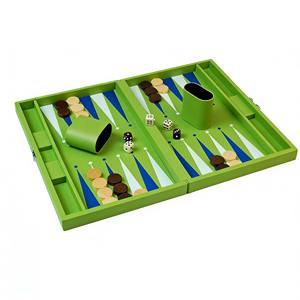 Jeu de backgammon en cuir PU de haute qualité, personnalisé, professionnel, de luxe, fait main, couleur verte, pour jouer - Product Image 4