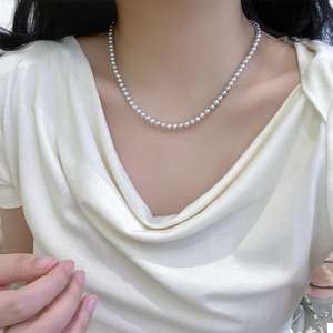 ผู้ผลิตขายส่งสร้อยคอทอง 925 มุกอะโกย่าน้ำจืด สีสี่ฤดู 3-5 มม. แสงสว่างมาก แสงสว่างดีเยี่ยม เหมาะสำหรับใส่กับเสื้อไหมพรม - Product Image 5