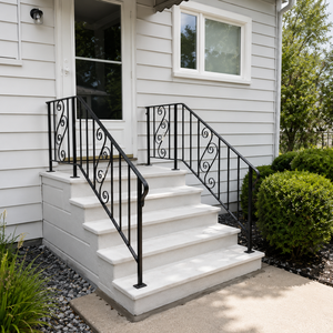 Barandilla Decorativa de Hierro Negro con Diseño de Espiral para Escaleras Exteriores, Pasamanos para Entrada de Casa, Panel de Valla - Product Image 3