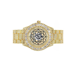 Reloj de Cuarzo Personalizado con Incrustaciones de Moissanita de Lujo, Estilo Hip Hop, Acero Inoxidable, Esfera de Cristal de 46 mm, Unisex - Product Image 4