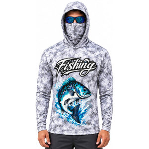 Wholesale Custom UPF 50+ Antibacterial Waterproof Quick Dry Men's Hooded Fishing Shirt with Sun Protection Leisure <b>Tops</b> - Product Image 2