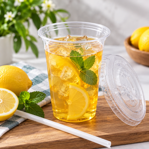 Vaso de Plástico Transparente con Logotipo Personalizado, Redondo, 98 mm de Diámetro, Material PP, para Servir Bebidas - Product Image 2