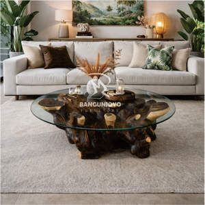 Mesa de Centro Sono de Madera con Tapa de Madera, Diseño Tropical Moderno, Hecha a Mano y Ecológica, Mueble Duradero para Sala de Estar - Product Image 1