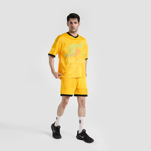 Pantalones Cortos Deportivos de Poliéster Amarillo para Hombre, Cintura Elástica, Secado Rápido, Estilo Deportivo, Cortos - Product Image 4